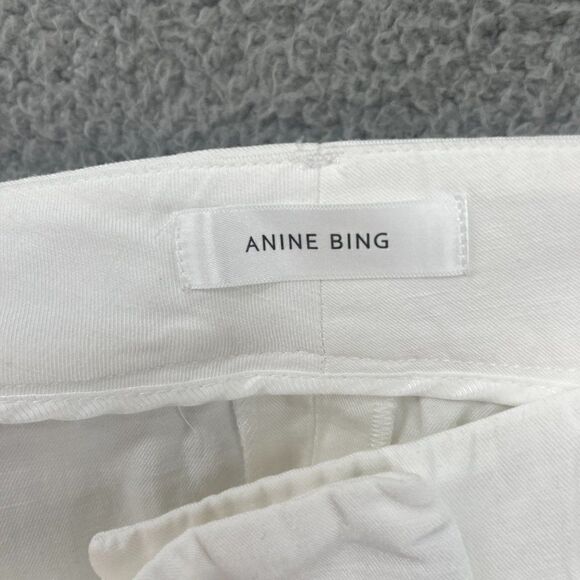 Anine Bing Mila White Shorts Linen Blend Size 38 Medium - Picture 9 of 13